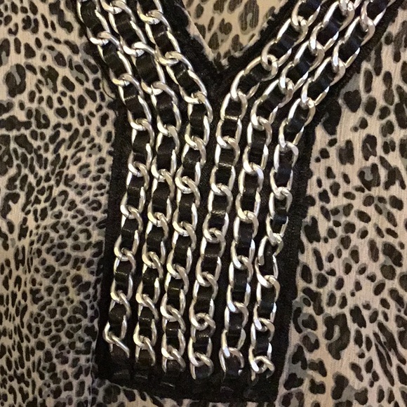 Cache Boho Leopard Print Top w/ Chains - Picture 3 of 7